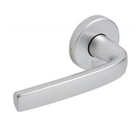 Vachette - Juego de manija de puerta sobre rosetones llave L Logio - para puerta de dormitorio y oficina - Material aluminio resistente - 10 años - Acabado plateado