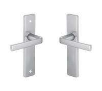 Vachette KAZA - Juego de manija de puerta con placa para puerta de cocina, salón, entre ejes de 165 mm, material aluminio resistente, 10 años, acabado plateado