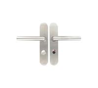 Vachette Linox 493 - Juego de manija de puerta en placa grande, condena con luz - Puerta de baño y WC - Distancia entre ejes de 195 mm - Instalación fácil - Garantía de 2 años - Acero inoxidable