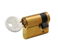 Vachette Medio Cirílico de Cerradura Mecánica FIRST para Puerta - Entrada de 40 x 10 mm - Mecanismo de 5 pasadores seguros, 3 llaves - Fácil instalación - Garantía de 2 años - Acabado Latón