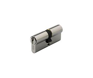 Vachette Medio Cirílico de Cerradura Mecánica FIRST para Puerta - Entrada de 40 x 10 mm - Mecanismo de 5 pasadores seguros, 3 llaves - Fácil instalación - Garantía de 2 años - Acabado niquelado