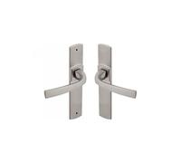 Vachette Muze - Juego de manija de puerta sobre placa grande, diseño de caña, para cocina, salón, entre ejes de 195 mm, sistema de colocación fácil, en Zamak resistente, acabado platino, 10 años de