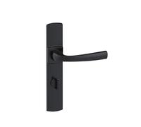 Vachette Muze - Juego de manija de puerta sobre placa (versión condenatoria para puertas WC/SDB, distancia de 195 mm, sistema de colocación fácil, material Zamak resistente, acabado Onyx negro