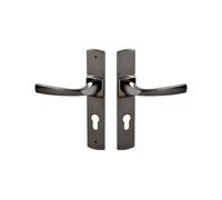 Vachette Muze - Juego de manijas de puerta con placa grande, versión llave I, puerta de entrada, oficina, garaje, distancia de 195 mm, colocación fácil, Zamak resistente, acabado de diamante negro