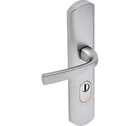 Vachette MUZE - Tirador de puerta blindado sobre placa para puerta de entrada, versión clave I - Distancia entre ejes 195 mm - Material Zamak resistente - Acabado cromado terciopelo - Garantía de 10