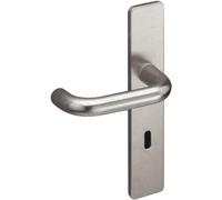 Vachette Poignée de Porte sur Grande Plaque BERCY - Version Cle L Porte de Chambre/Bureau, Entraxe 195 mm - Système de Pose Facile - en Zamak Résistant - Finition Argent - Garantie 10 Ans