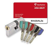 Vachette RADIALis - Cilindro de cerradura desmontable SYNKRO 32,5 x 32,5 mm Inox, seguridad máxima, para puerta exterior, puerta de entrada - 4 llaves no copiables, tarjeta de propiedad