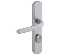 Vachette Set de manija de puerta sobre placa Sécumax Up - Versión llave I, entre ejes 195 mm - Montaje fácil - Aluminio - Protector de cilindro inoxidable ajustable de 5 mm - Anodinox - Garantía de 10