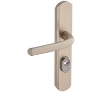 Vachette Set de manija de puerta sobre placa Sécumax Up - Versión llave I, entre ejes 195 mm - Montaje fácil - Aluminio - Protector de cilindro inoxidable ajustable de 5 mm - Champán - Garantía de 10