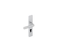 Vachette Set de Poignée de Porte sur Grande Plaque GOLF - Version Clé I Porte d'Entrée - Entraxe 195 mm - Système de Pose Facile - Garantie 10 ans - en Aluminium anodisé Argent