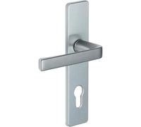 Vachette Set de Poignée de Porte sur Plaque KAZA - Version Clé I Porte Entrée/Cave/Abris de Jardin à Cylindre - Entraxe 165 mm - Matériau Aluminium Résistant - Garantie 10 Ans - Finition Anodinox