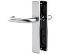 Vachette - Tirador de puerta con placa grande BERCY - Versión caño de caña, puerta de cocina, sala de estar, entre ejes de 195 mm, sistema de colocación fácil - Zamak resistente - Acabado plateado