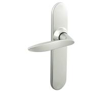 Vachette TWIST - Juego de manija de puerta con placa grande, versión llave I para puerta de entrada, entre ejes de 195 mm, de Zamak resistente, acabado cromado y terciopelo - Sistema de colocación