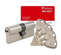 Vachette VOLT SYNKRO - Cilindro de cerradura desmontable 30 x 30 mm niquelado, 6 pasadores, alta seguridad - puertas interiores, puertas exteriores, entrada - 4 llaves patentadas reversibles - Tarjeta
