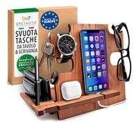 Vaciador de bolsillos de entrada, organizador de escritorio, ideas de regalo para hombre, aniversario, cumpleaños, papá, porta relojes y móvil, mesa y mesita de noche artesanal de madera Made in