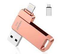 Vackiit 128 GB Pendrive para iPhone Apple Autorización, Pen Drive Lightning Tipo C Memoria USB 3.0 Externa Photo Stick para iPhone iPad Mac iOS Android Teléfono PC con MFI Lightning,USB 3.0,USB C