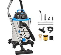 Vacmaster VQ1530SFDC 1500W 30L Aspirador en seco y húmedo, Industrial de Acero Inoxidable, Función De Soplador, Toma De Corriente con Herramientas Eléctricas