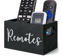 VACONICO Soporte para mando a distancia de madera para TV, con 2 compartimentos, para mesita de noche, mesita de noche, color negro