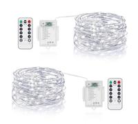 Vacoulery Cadena de Luces, 2 Piezas Guirnalda Luces Pilas con Mando Timer 5M 50LED, 8 Modos Luces de Hadas Decoración para Habitacion, Fiesta, Jardín, Bodas, Compleaños Luces de Hadas