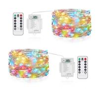 Vacoulery Cadena de Luces, 2 Piezas Guirnalda Luces Pilas con Mando Timer 5M 50LED, 8 Modos Luces de Hadas Decoración para Habitacion, Fiesta, Jardín, Bodas, Compleaños Luces de Hadas