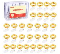 Vacoulery Cadena de Luces con Pilas, 10 LEDs 1M Alambre de Cobre Guirnaldas Luces Micro, IP65 Impermeable Luces Decorativas para Interior, Exterior, Boda, Fiesta de Navidad, Blanco Cálido (30 Pack)