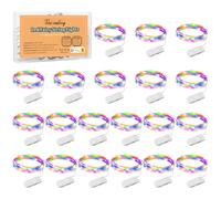 Vacoulery Cadena de Luces con Pilas 20 PCS, 1M 10 LEDs Luces de Cadena Micro, Alambre de Cobre Luces para Decoración Interior, Exterior, Boda, Fiesta de Navidad (Multicolor, 20 Packs)