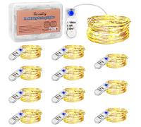 Vacoulery Cadena de Luces con Pilas, 2M 20 LEDs Cadena Micro Cobre con Temporizador, Guirnaldas Luces Decorativas para Navidad, Fiesta,Hogar(Blanco cálido)