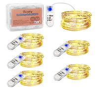Vacoulery Cadena de Luces con Pilas, 2M 20 LEDs Cadena Micro Cobre con Temporizador, Guirnaldas Luces Decorativas para Navidad, Fiesta,Hogar(Blanco cálido)