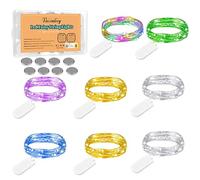 Vacoulery Cadena de Luces con Pilas, Guirnalda Luz Pilas 2M 20 LED Alambre de Cobre Micro Guirnaldas Luces para Interior Exterior Decoración Boda Fiesta de Navidad, Multicolor (8 Piezas-6 Colores)