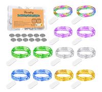 Vacoulery Cadena de Luces con Pilas, Guirnalda Luz Pilas 2M 20 LED Alambre de Cobre Micro Guirnaldas Luces para Interior Exterior Decoración Boda Fiesta de Navidad, Multicolor (12 Piezas-6 Colores)
