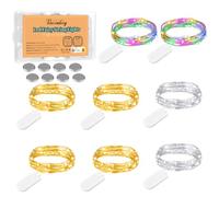 Vacoulery Cadena de Luces con Pilas, Guirnalda Luz Pilas 2M 20 LED Alambre de Cobre Micro Guirnaldas Luces para Interior Exterior Decoración Boda Fiesta de Navidad, Multicolor (8 Piezas-3 Colores)