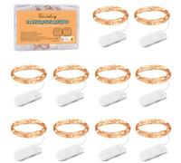 Vacoulery Cadena Luces Led con Pilas, 1m 10 Led Luces Led Pilas Guirnalda Luces Interior Exterior Micro Cobre Luces Decorativas para Navidad, Jardín, Casas, Boda, Fiestas (BIanco Cálido) (10 Piezas)