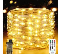 Vacoulery Guirnalda de Luces LED con Enchufe, 18M 150LEDs Guirnalda Luces Exterior, 8 Modes Luces de Hadas con Temporizador para Navidad Balcón Interior Bodas