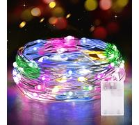 Vacoulery Guirnalda Luces LED, 2M 20LEDs Guirnalda Luces Pilas con Temporizador Mini Alambre de Cobre Cadena de Luces IP65 para Decoración Interior Exterior Bodas Fiesta Navidad (1 Piezas, Vistoso)