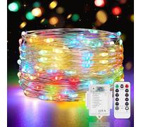 Vacoulery Guirnalda Luces LED, Cadena de Luces 5M 50LED, IP65 Impermeable Luces de Hadas con Timer, Cadena de Luces Pilas Guirnaldas Luminosas para Decoración Dinteriores al Aire Libre