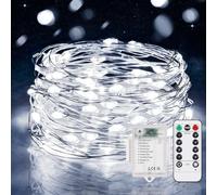 Vacoulery Guirnalda Luces LED, Cadena de Luces 5M 50LED, IP65 Impermeable Luces de Hadas con Timer, Cadena de Luces Pilas Guirnaldas Luminosas para Decoración Dinteriores al Aire Libre