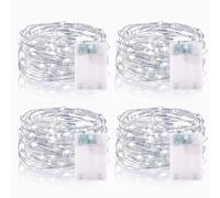 Vacoulery Guirnalda Luces Pilas 3 Metros 30LEDs Luces LED Pilas Cadena de Luces Guirnalda Luces Interior para Interior Navidad Halloween Bodas (4 Piezas, Blanco Frío)