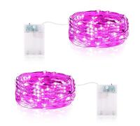 Vacoulery Guirnalda Luces Pilas 3 Metros 30LEDs Luces LED Pilas Cadena de Luces Guirnalda Luces Interior para Interior Navidad Halloween Bodas (2 Piezas, Rosa)