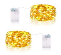 Vacoulery Guirnalda Luces Pilas 3 Metros 30LEDs Luces LED Pilas Cadena de Luces Guirnalda Luces Interior para Interior Navidad Halloween Bodas (2 Piezas, Blanco Cálido)