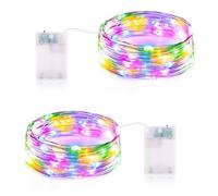 Vacoulery Guirnalda Luces Pilas 3 Metros 30LEDs Luces LED Pilas Cadena de Luces Guirnalda Luces Interior para Interior Navidad Halloween Bodas (2 Piezas, Colorido)