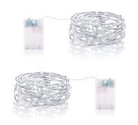 Vacoulery Guirnalda Luces Pilas 3 Metros 30LEDs Luces LED Pilas Cadena de Luces Guirnalda Luces Interior para Interior Navidad Halloween Bodas (2 Piezas, Blanco Frío)