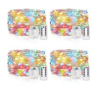 Vacoulery Guirnalda Luces Pilas, 4 Piezas 5M 50LED Luz de Cadena con Mando Timer, Alimentadas por Batería, 8 Modos de Iluminación para Exteriores, Interiores, Navidad, Bodas, Jardín