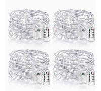 Vacoulery Guirnalda Luces Pilas, 4 Piezas 5M 50LED Luz de Cadena con Mando Timer, Alimentadas por Batería, 8 Modos de Iluminación para Exteriores, Interiores, Navidad, Bodas, Jardín