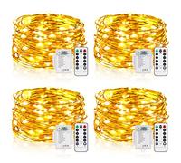 Vacoulery Guirnalda Luces Pilas, 4 Piezas 5M 50LED Luz de Cadena con Mando Timer, Alimentadas por Batería, 8 Modos de Iluminación para Exteriores, Interiores, Navidad, Bodas, Jardín