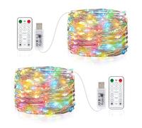 Vacoulery Guirnalda Luces USB, 10M 100 LED Luces de Cadena 8 Modos con Mando Timer Impermeable Cadena de Luces Para Habitacion Interior Bodas Fiesta de Navidad