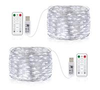 Vacoulery Guirnalda Luces USB, 10M 100 LED Luces de Cadena 8 Modos con Mando Timer Impermeable Cadena de Luces Para Habitacion Interior Bodas Fiesta de Navidad