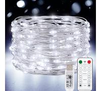 Vacoulery Guirnalda Luces USB, 10M 100 LED Luces de Cadena 8 Modos con Mando Timer Impermeable Cadena de Luces Para Habitacion Interior Bodas Fiesta de Navidad