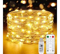 Vacoulery Guirnalda Luces USB, 10M 100 LED Luces de Cadena 8 Modos con Mando Timer Impermeable Cadena de Luces Para Habitacion Interior Bodas Fiesta de Navidad