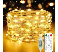 Vacoulery Guirnalda Luces USB, 10M 100 LED Luces de Cadena 8 Modos con Mando Timer Impermeable Cadena de Luces Para Habitacion Interior Bodas Fiesta de Navidad