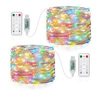 Vacoulery LED Guirnaldas Luces, 2 x 150 LED 15M USB Luces de Hadas, 8 Modos Guirnalda Luces con Mando Timer LED Luces Navidad USB para Decoración Bodas Fiesta de Navidad